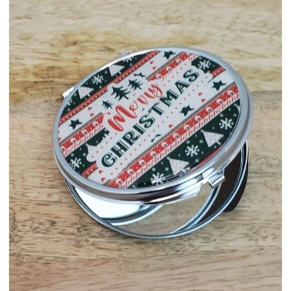 Merry Christmas Trees Compact Mirror Green 2 Mirrors - Picture 1 of 4